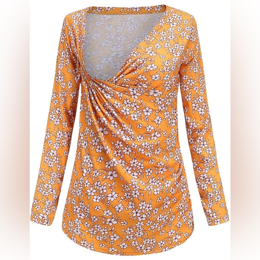 Liu & Qu Women’s Maternity Long Sleeve Nursing Top Tee, Floral Size Medium